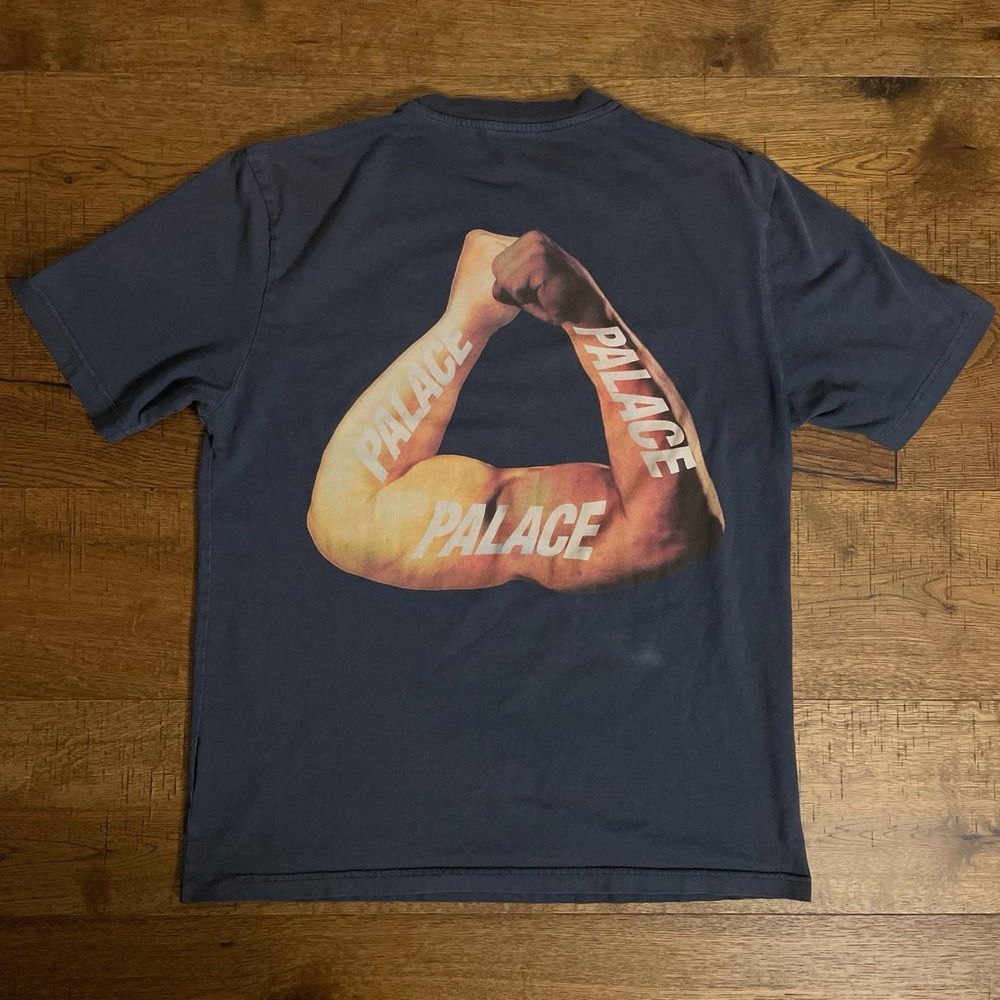 Palace Tri Tonk T-Shirt Mens Large Navy Grey Skater Streetwear Graphic Tee